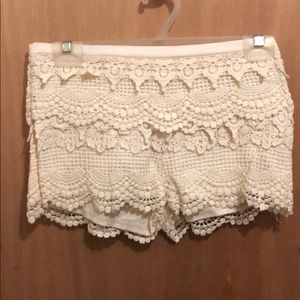 Cream Lace Shorts